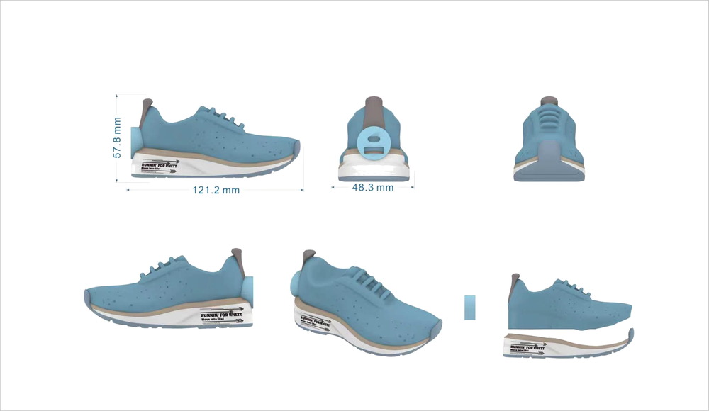 Custom 3D model - Running shoe keyring, 121 mm · sneaker replica with logo print