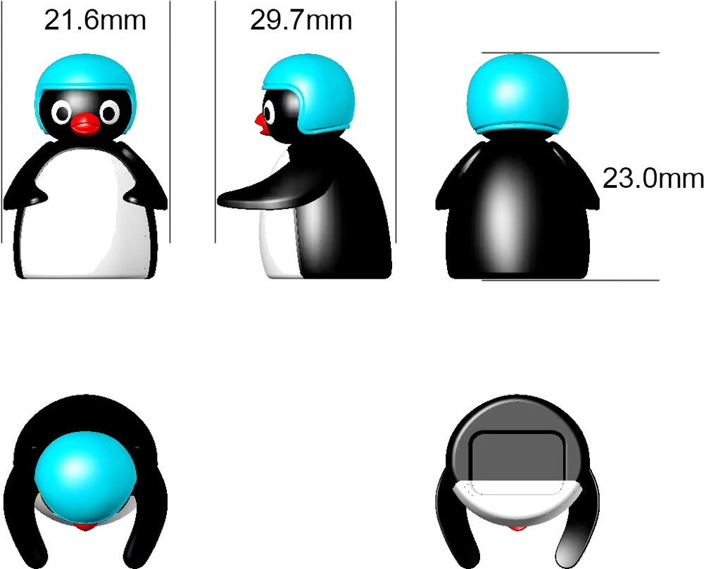 Custom 3D model - Penguin figure, 21.6 mm · helmet and body modelled as two shots