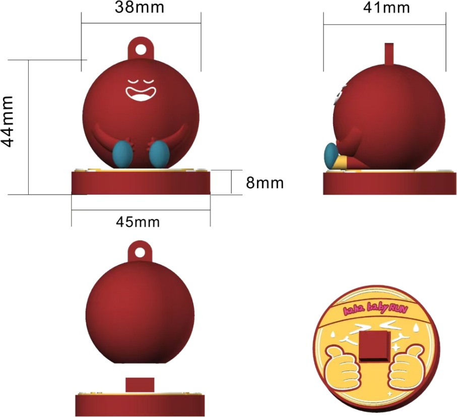 Custom 3D model - Ball charm with base, 44 mm ball on a 45 mm weighted base