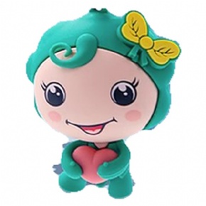 Custom PVC Green Hair Girl Keychain