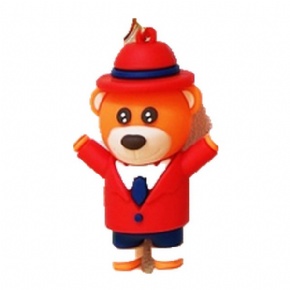 Custom PVC Fireman Bear Keychain