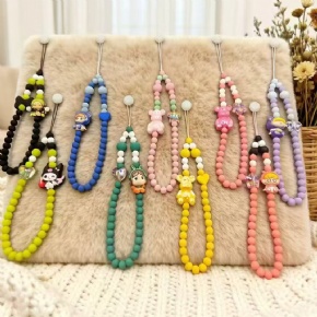 Custom Silicone Beaded Phone Strap with Charm