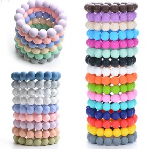 Silicone Beaded Keychain Bracelet Set with Tassels