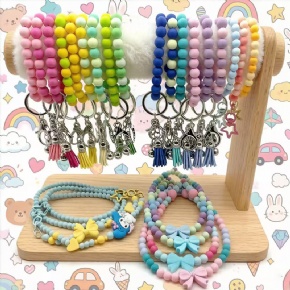 Custom Silicone Beaded Keychain with Tassel and Charm