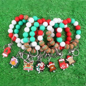 Silicone Keychain Set with Wooden Display Stand