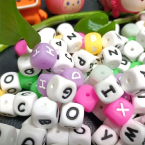 Silicone Alphabet Beads A to Z Cube Beads